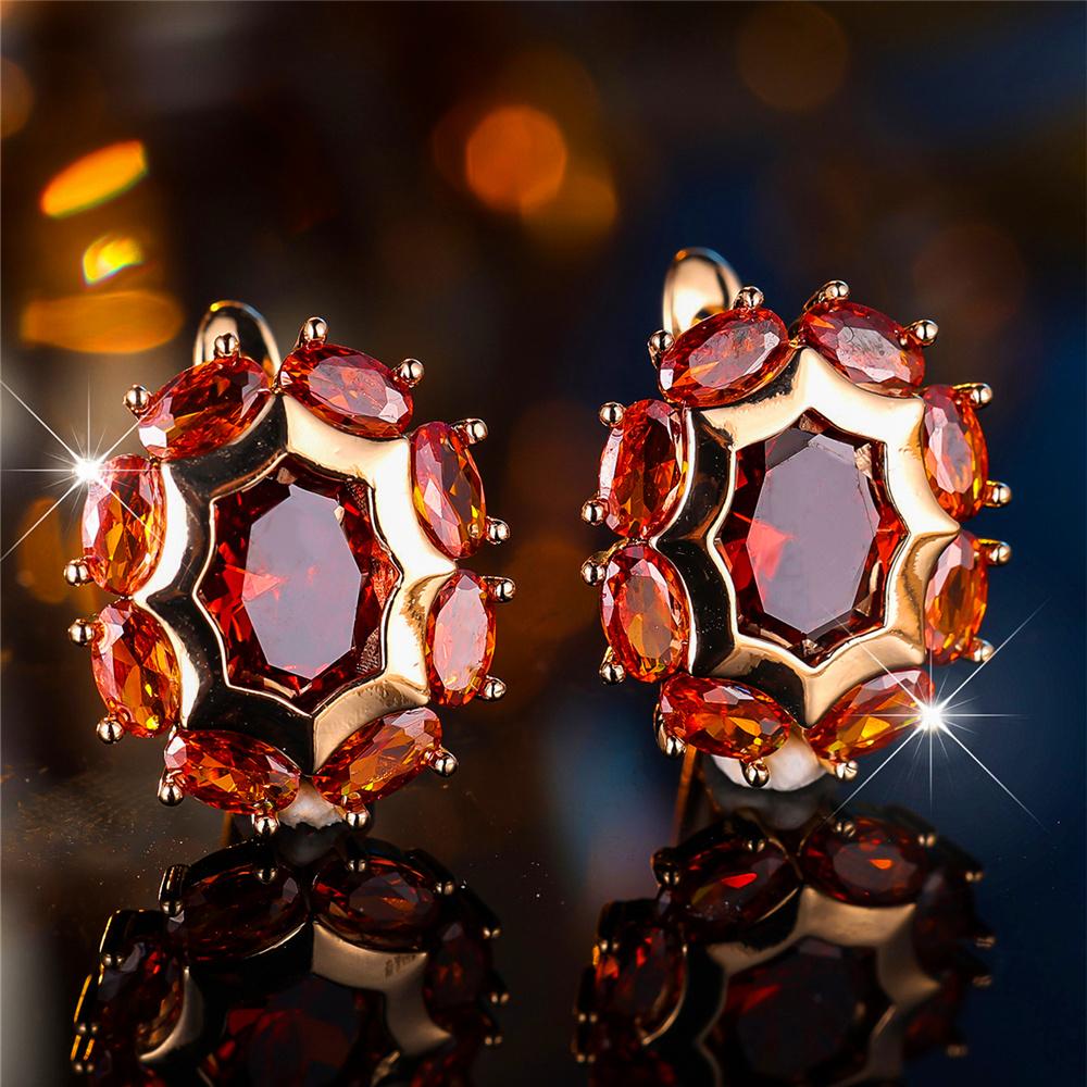 Кристалл Зеленый Синий Черный Зеленый Белый Овальный Циркон Камень Серьги-Кольца Для Женщин Женские Золотого Цвета Свадебные Украшения