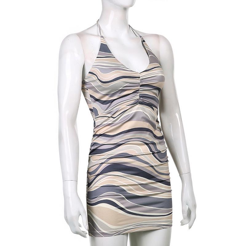 Y2K европейский и американский стиль, персонализированное платье с V-образным вырезом и висячим вырезом, облегающее платье с запахом ягодиц и открытой спиной