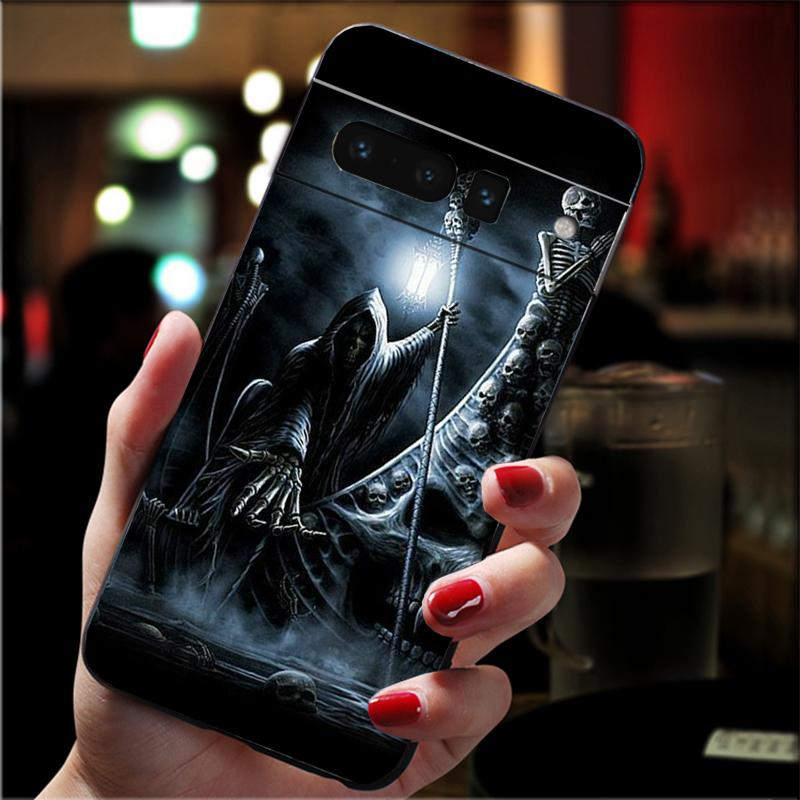 Phone Case For Google Pixel 10 9 Pro XL 9A 8 7 6 Pro Pixel 8A 7A 6A Pixel 8 7 6 5 Grim reaper skull skeleton