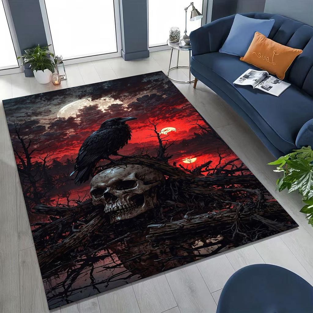 Viking Oding Raven Crow Huginn Muninn Norse Mythology Rug for Bedroom Living Room Sofa Home Doormat Decor,Kid Non-slip Floor Mat