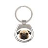 Pug - Geometric Keychain with a Photo and the Inscription