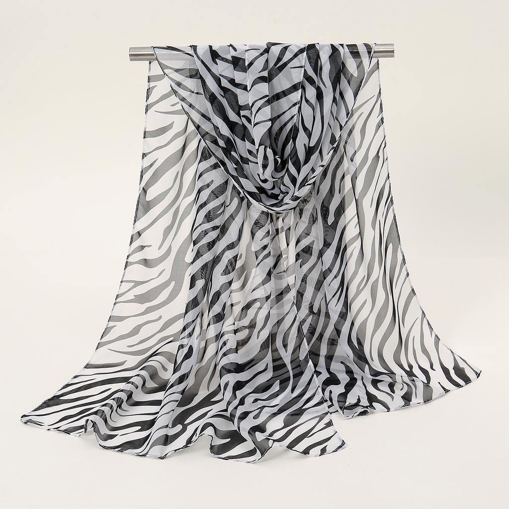 Newest Zebra Strip Chiffon Scarf Women Printed Shawl Scarf Fashion Printed Headscarf Pashmina Lady Hijab Shawl