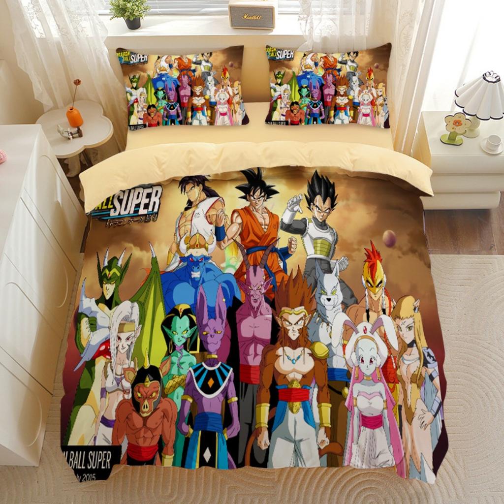 Japanese Anime Dragon Ball Bedding Set Goku Super Saiyan Duvet Cover Pillowcase 2/3pcs 3D Prints for Teens Quilt Cover