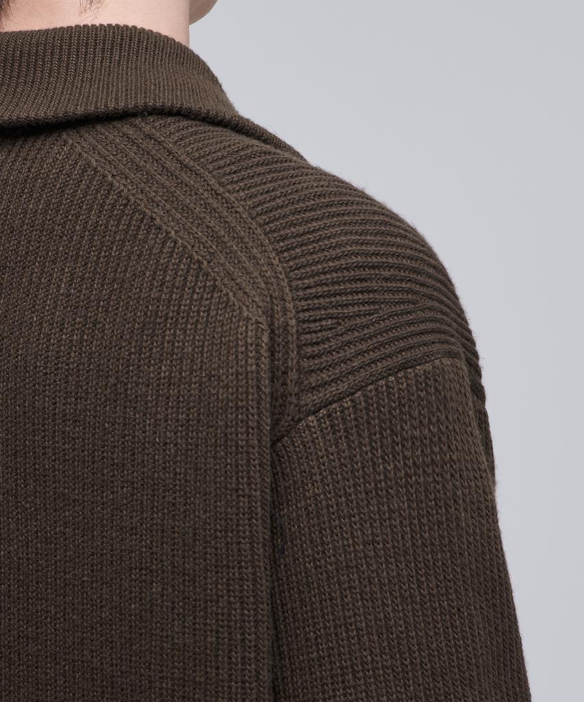 MUSINSA STANDARD Relaxed Ribbed Half Zip Knit [Brown]