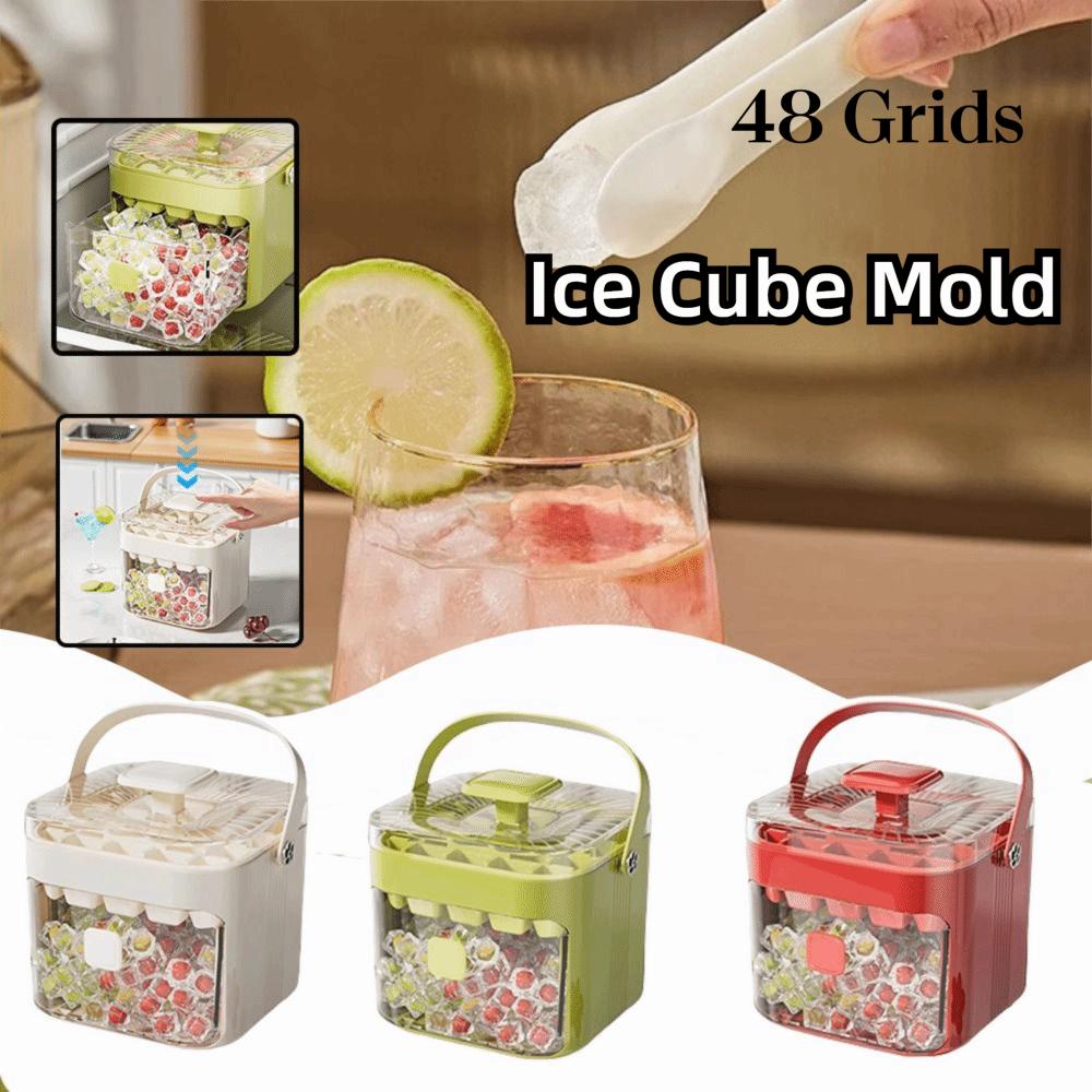 48 Grids Ice Cube Mold with Easy-press Lid Ice Cube Storage Durable Ice Cube Box  Home Use