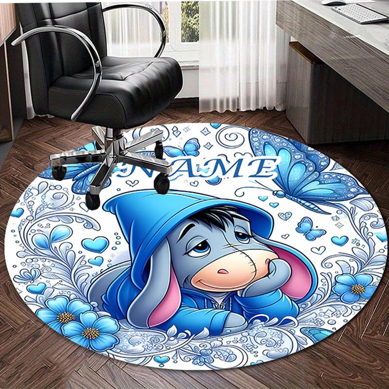 Personalized E-Eeyore Round Chair Office Rug - Perfect for Mat, Office Chair & More - Ideal Gift for Birthdays and Holidays