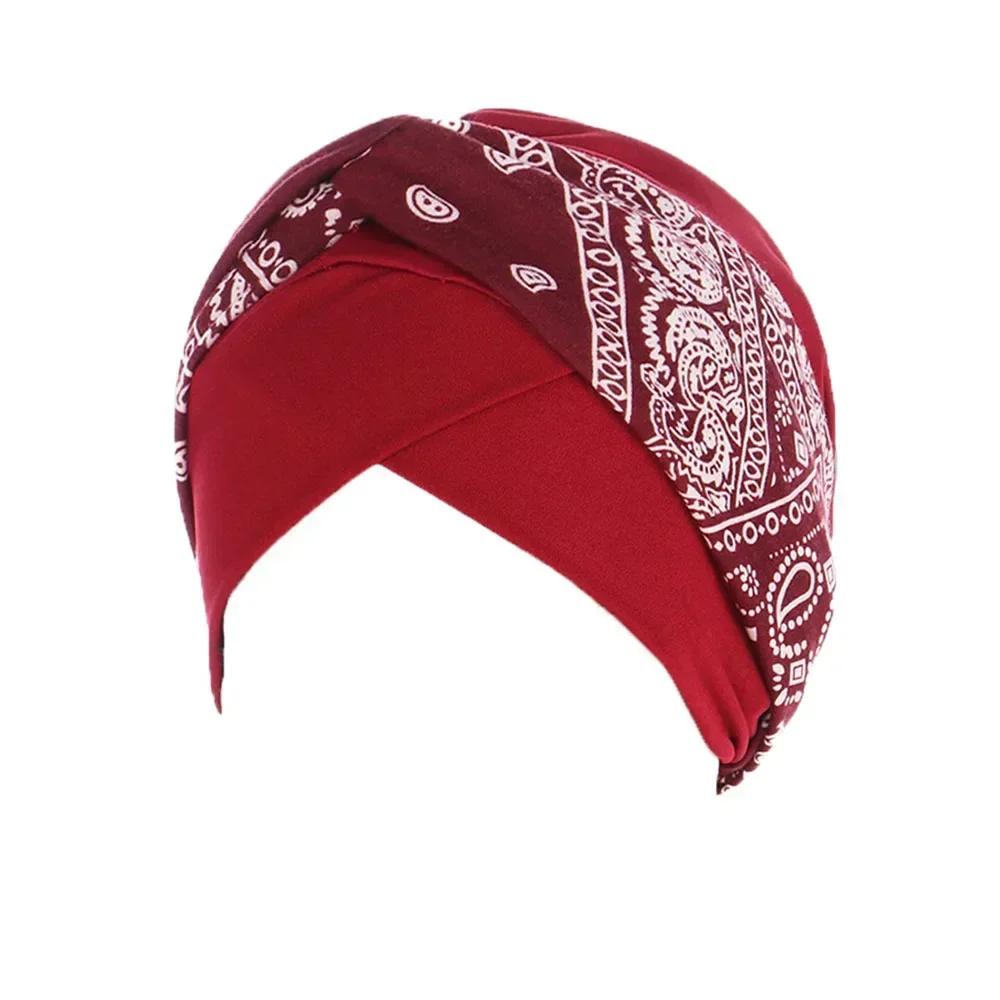 Новый узор Twist Knot мусульманский женский хиджаб химиотерапевтическая шапочка индийский тюрбан капот эластичный индийский женский шарф головной убор для женщин головной убор от выпадения волос
