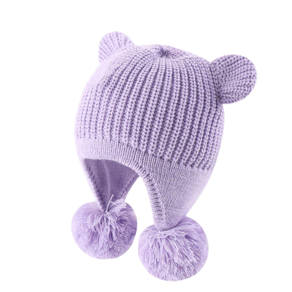 2023 Autumn Knitted Hat with Double Pom Pom Bear Ears - Cute, Cozy, and Windproof Ear Protection