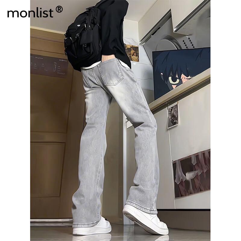 MON-LIST MLK03 Men's Smoky Grey Slim Fit Bootcut Jeans