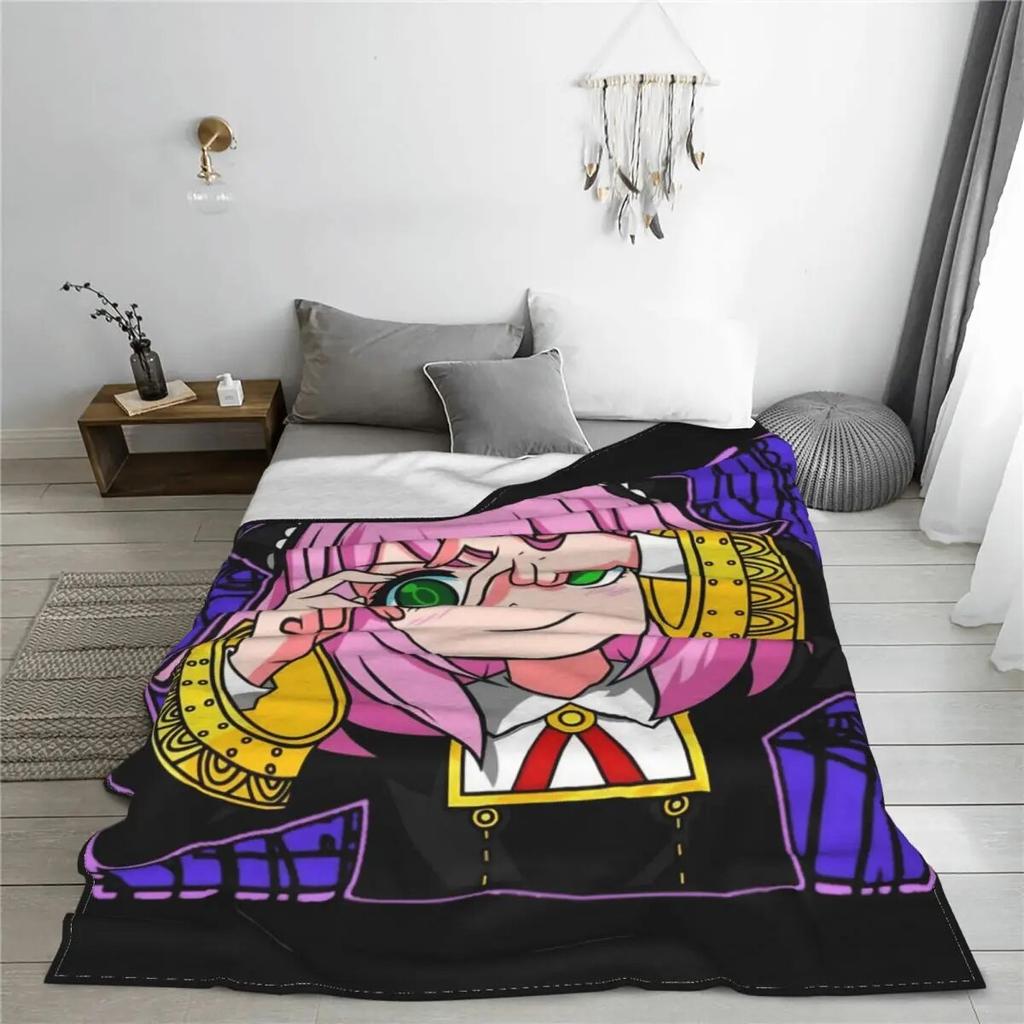 Kawaii Anya Merch Blankets Fleece Bedding Spy X Family Manga Throw Blanket Comfortable Lightweight for Travel Bedspread