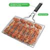 Fish Grilling Basket Folding Portable Stainless Steel BBQ Grill Basket for Fish Vegetables Shrimp with Removable Handle Come with Basting Brush