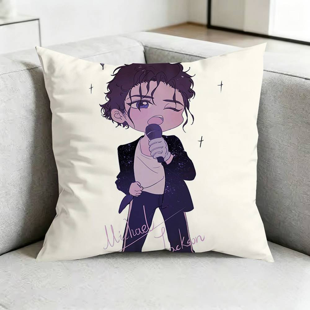 Cute Chibi Michael JJackson Pillow Case Square DoubleSided Sofa Cushion Cover Bedroom Bedside Pillow Gift