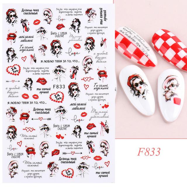 Nail Art Stickers Ins Valentine's Day Love English Letters Cupid's Arrow Rose Adhesive Stickers