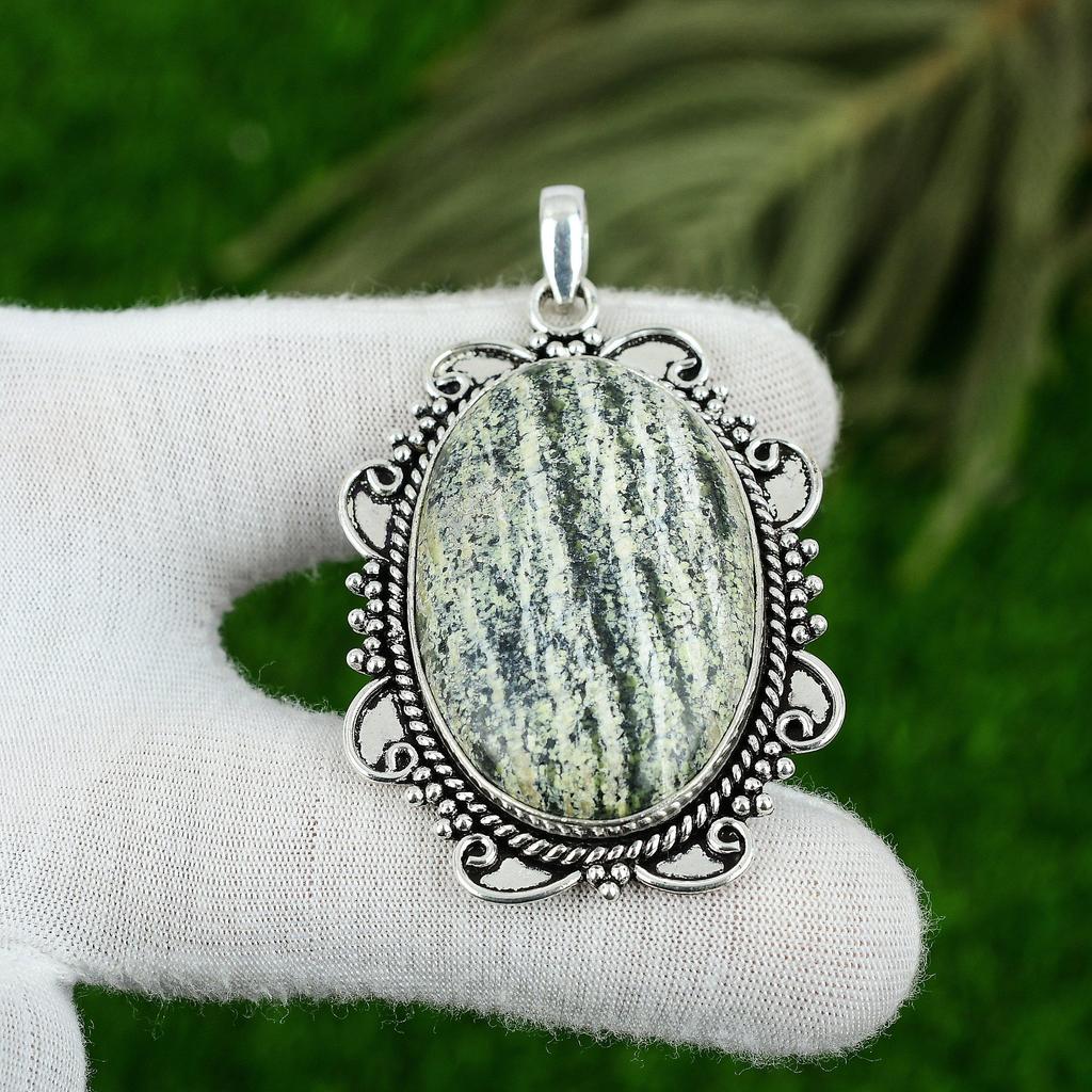 Friendship Day Sale 925 Sterling Silver Natural Green Swiss Opal Pendant Jewelry