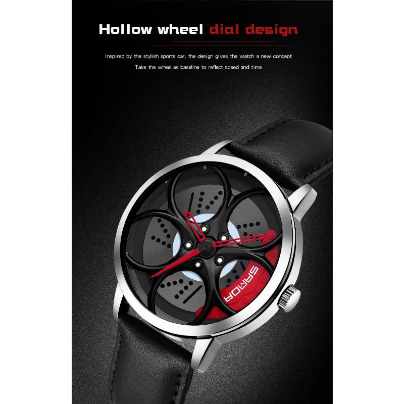 SANDA новые крутые мужские кварцевые часы с колесным циферблатом, повседневные мужские часы со стальным ремнем