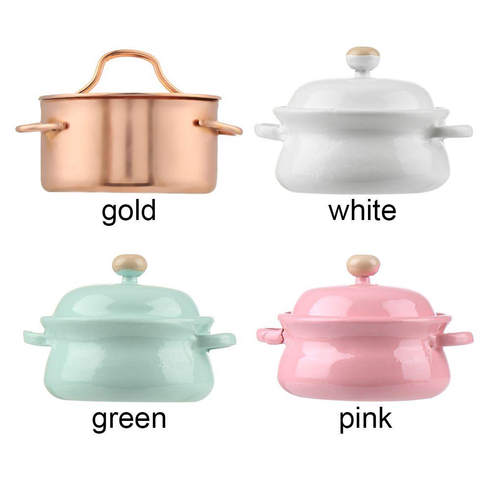 Kitchen Cooking Toys Miniature Soup Pot Mini Cookware Dollhouse Accessories With Pot Cover