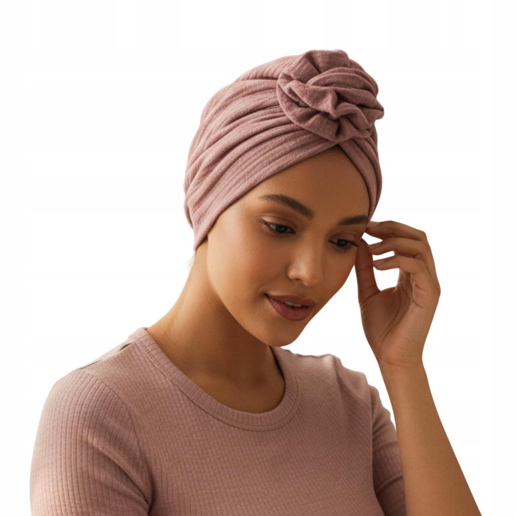 Klasyczny Turban Z Różą Mussa 031 Z Muślinu Bawełnianego Komfort I Styl