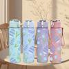1PC Blue Lavender Floral Seamless Pattern Print 750ml Color Plastic Sports Water Bottle Leakproof Flip Straw Lid Suitable for Sports Office Home Use