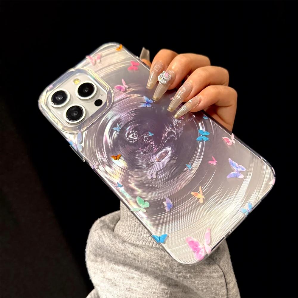 Силиконовый чехол для телефона Laser Vortex для iPhone 11 13 16 14 15 12 Pro Max 13promax 14promax 13pro противоударный чехол Butterfly Funda