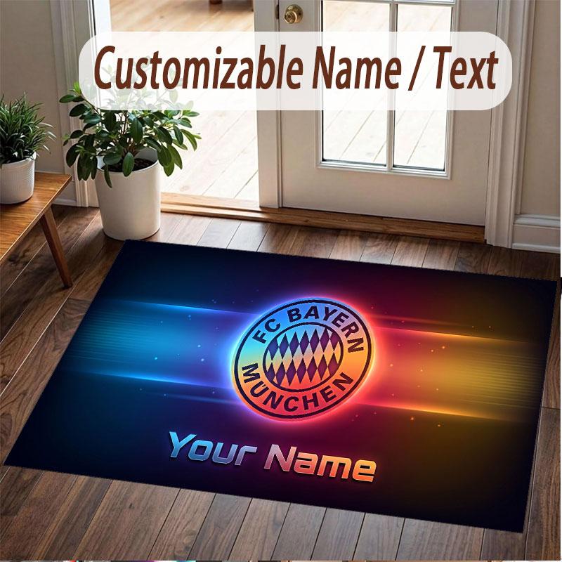 Custom Rug Bayern Munich Pattern Print Name Text Soft Non‑Slip Floor Carpet for Home Indoor Decoration
