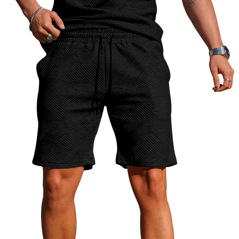 Мужской костюм с рубашкой поло, мужской повседневный костюм с коротким рукавом, футболка с лацканами, текстурированные шорты, спортивный комплект из двух предметов