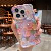 Luxury Laser Blue Light Flowers Phone Case For iPhone 16 Pro Max 15 14 13 12 11 Plus Fashion Retro Shockproof Silicone Cover