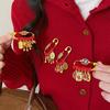 Horse Year Lucky Pins Gold Sand-plated Ornaments Fashion Guardian Brooch  Newborn Baby