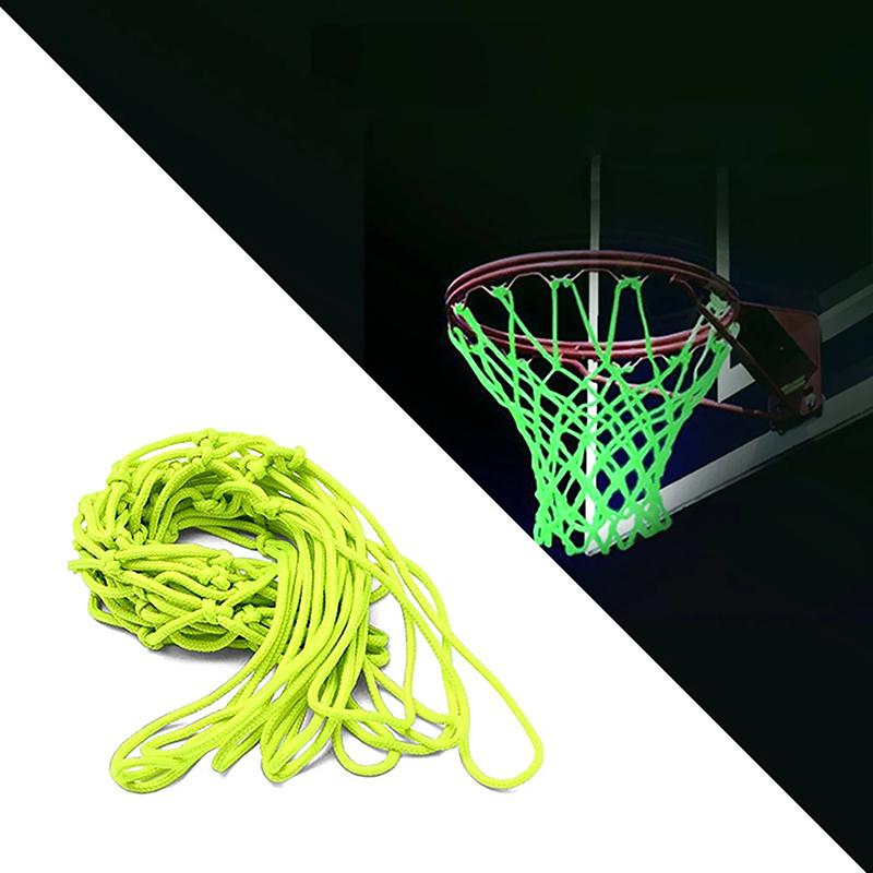1Pc Glowing In The Dark Basketball Net Portable Durable Nylon Net Fluorescent Green Standard Basketball Sport Training Net