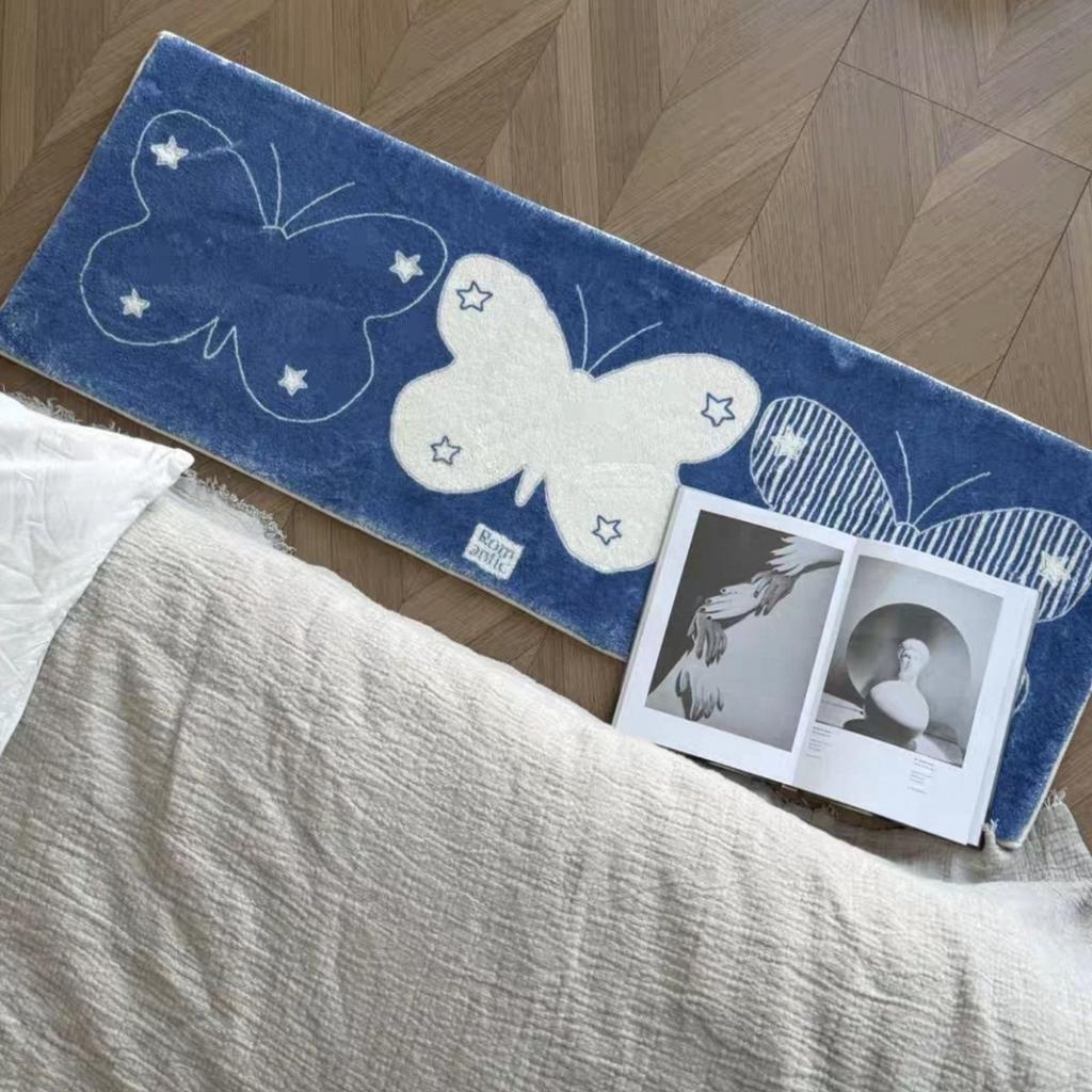 Ins Wind Star Butterfly Carpet Soft Non-shedding Long Strip Bedside Rug Bay Window Pad Corridor Floor Mat Home Decor