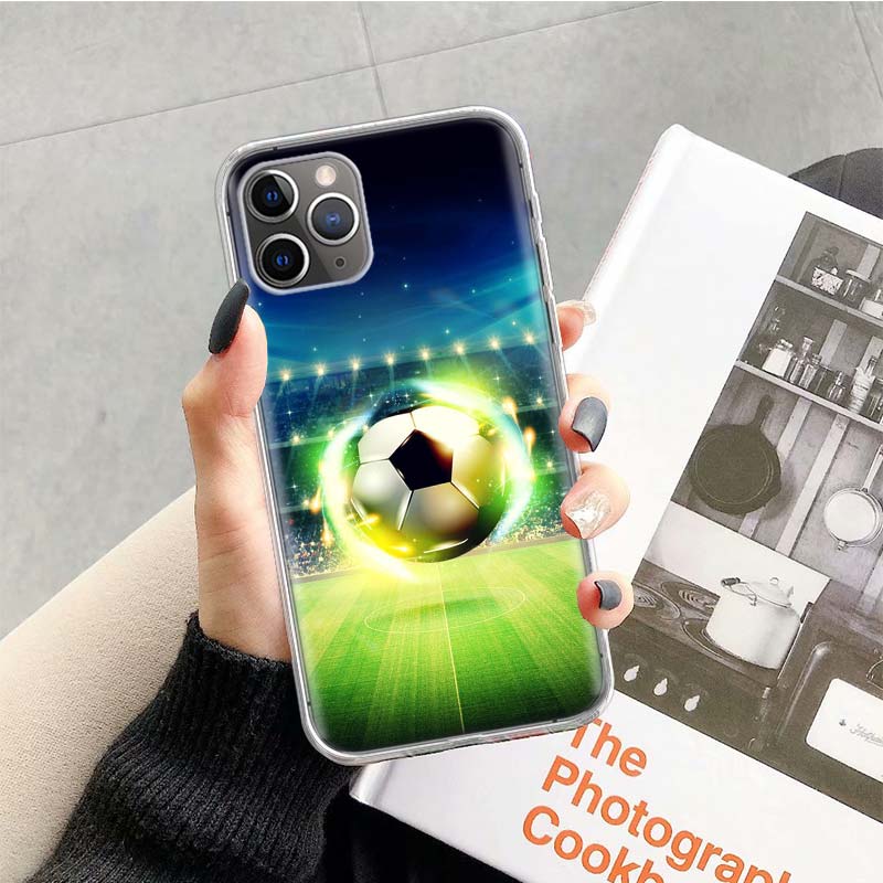 Football Soccer Ball Phone Case For Apple iPhone 17 Air 16 15 Plus 14 + 13 Mini 12 11 Pro Max 7 8 SE 16Max Soft Shell Cover Coqu