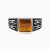 European and American Retro Square Tiger Eye Stone Ring Great Wall Pattern Punk Trendy Men's Jewelry New Style