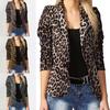 Lady Blazer Leopard Print Turn-down Collar Single-breasted Slim Suit Coat for Work
