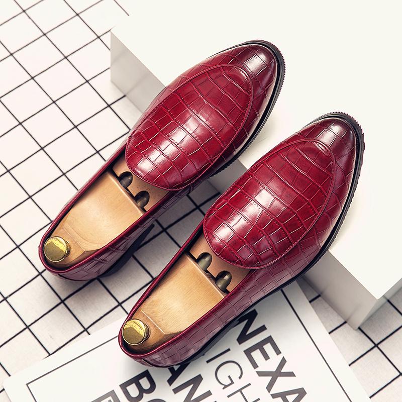 Wedding Italian Dress Footwear Leather Business Red Office Casual Mens Formal Designer Black Loafers Flats Oxfords Shoes for Men