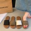 Ethnic style slippers women's outer wear summer new cross strap Roman sandals student flat bottom non-slip one-word