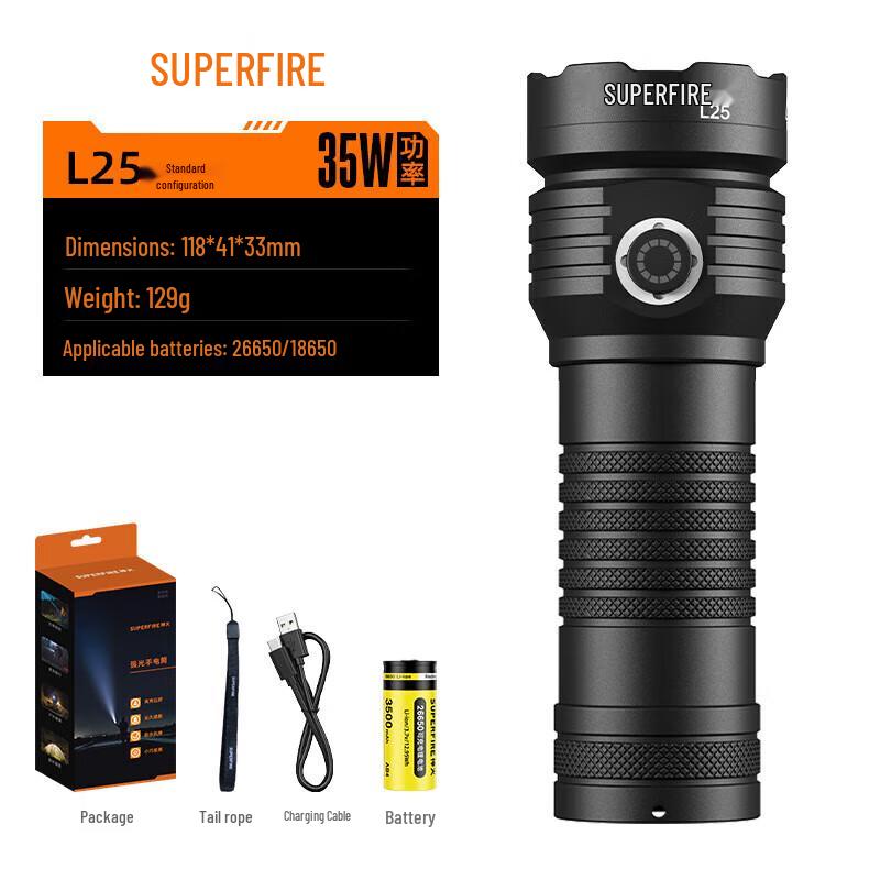 SupFire L25 Ultra-Bright LED Rechargeable Flashlight