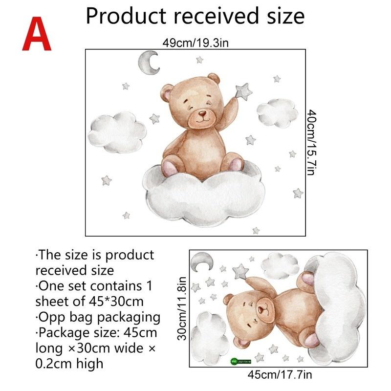 Луна, облака, большие настенные наклейки для детских комнат, мальчики, звезды, большие настенные наклейки для детских комнат, украшение для спальни с медведем