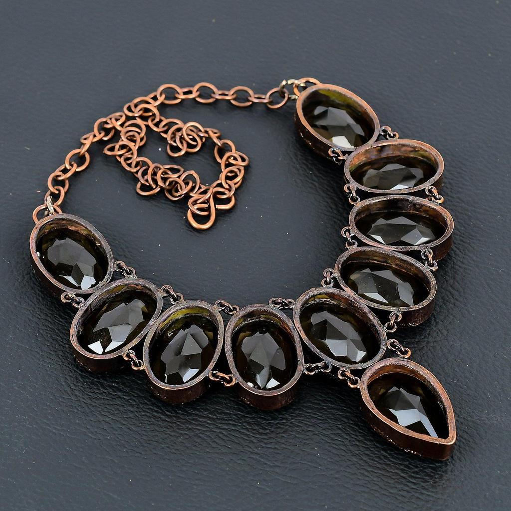 Smoky Topaz Necklace, Copper Electroformed Gemstone Jewelry, Handmade Necklace Amazing Jewelry, Gift For Her