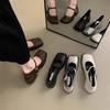 Autumn Casual Women Fashion Square Toe Close Toe Ankel Strap Mules Ladies Elegant Mary Jane Ballet Shoes Mid Heel Dress Pumps