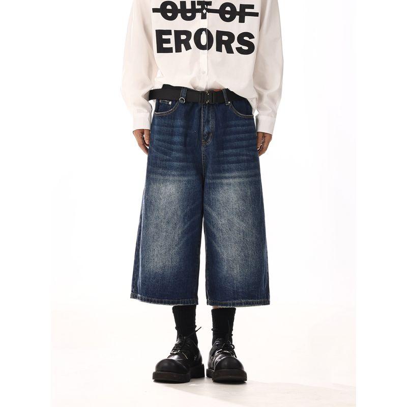 American Retro Washed Denim Shorts Summer New Cropped Pants Easiest for Match Loose Slimming and Straight Bermuda Shorts Tide