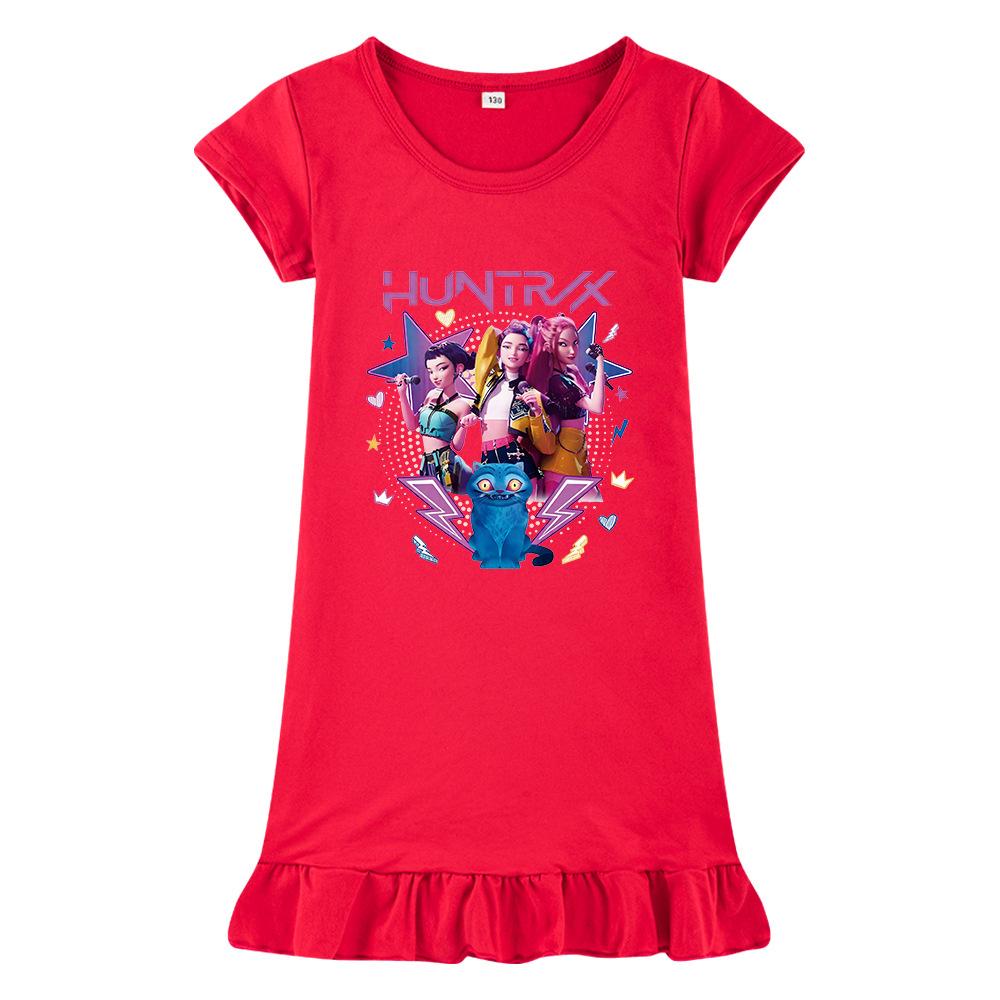 Hot selling Kpop witch hunting girl group print girls dress ice silk nightdress