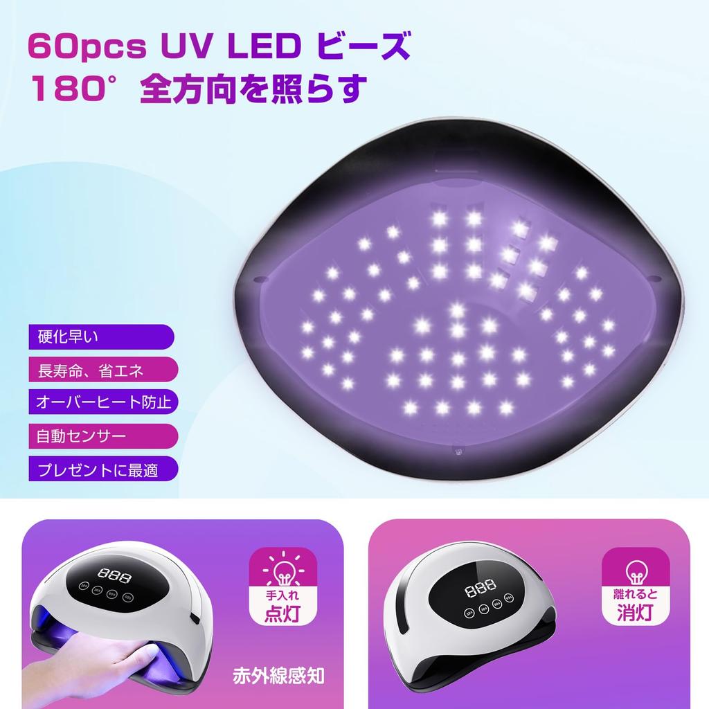 LED UV Nail Light 180W ELEN Studio Gel Nail Resin Curing Light 60LEDs Automatic Sensing Nail Dryer Low Heat Function 4 Timer Resin Light Compatible