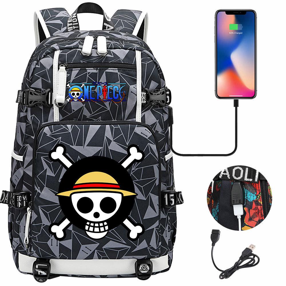 Anime Skull Print Large Capacity Backpack for Teens Students Casual Travel Daypack Lightweight Waterproof