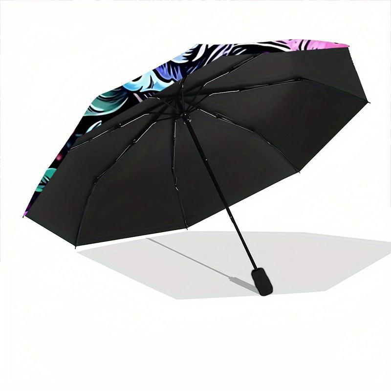 1pc Floral Skull Design Automatic Open/close Folding Umbrella, Compact Portable Travel Umbrella,Cute Umbrella, Durable Construction yy250804074
