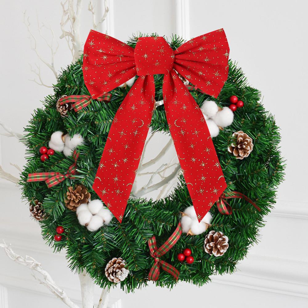 Роскошный Рождественский Бант-Украшение из Блестящей Ткани Разных Размеров для Праздничного Настроения