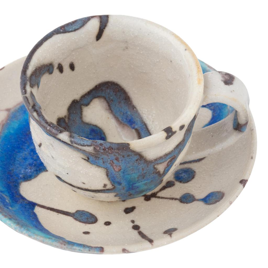 Marui Seito Shigaraki Ware Hechimon Cup & Saucer, 210ml Capacity, Glacier, White, MR-3-4398