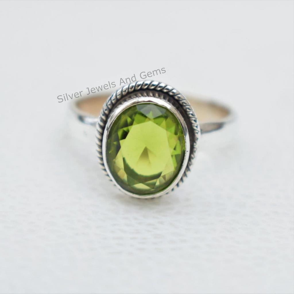 Natural Peridot Ring, Handmade 925 Sterling Silver Ring, Designer Oval Peridot Ring, August Birthstone, Promise Ring
