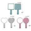 Shiny Love Heart Mirror Square/Round Hand Cosmetic  Mirror Sweet Handheld Makeup Mirror  Female