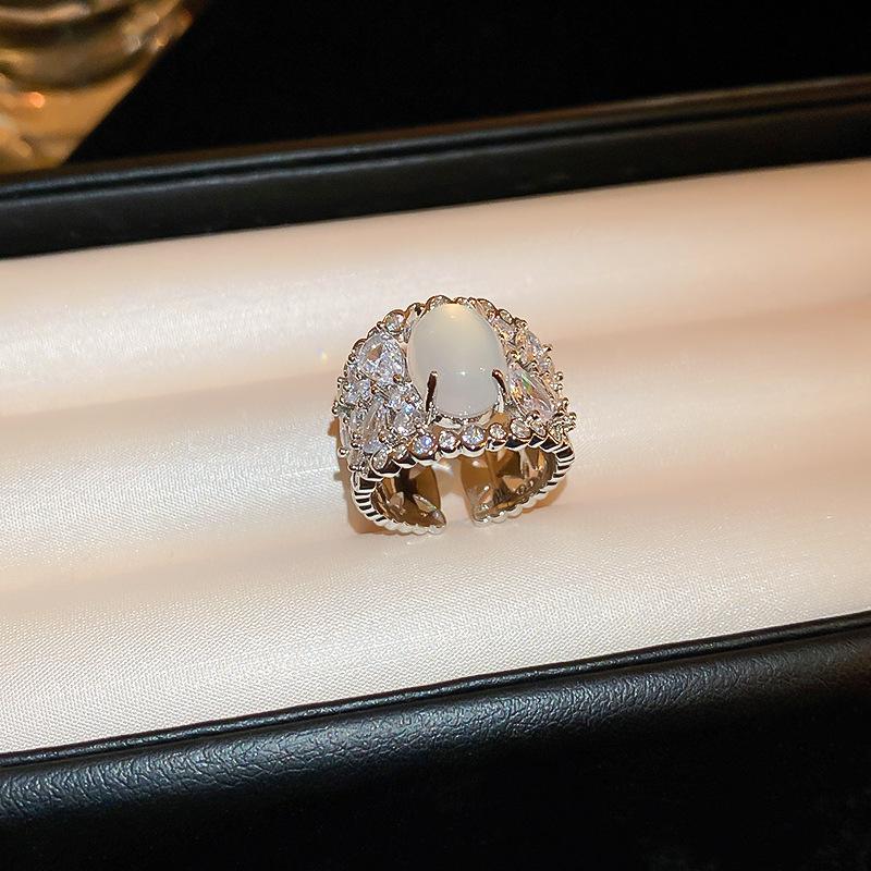 Luxury Zircon Sparkling Diamond Spirit Serpentine Ring Silver Open Ring High Quality Texture Simple and Versatile Trendy Cool Handmade for Women