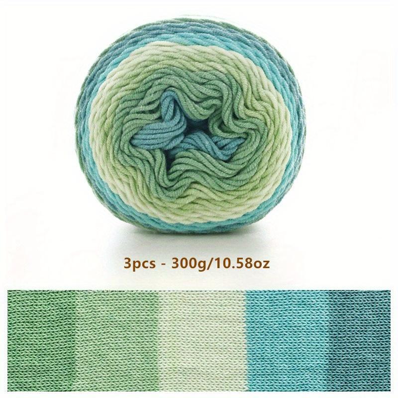 Набор из 3 мотков по 300 г/10,58 унции Мягкая и прочная многоцветная пряжа с градиентным окрашиванием из смеси хлопка и акрила для вязания свитеров, шарфов