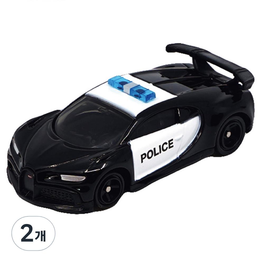 Tomica Asia 79 Bugatti Chiron Pure Sport Police Car Figure, Mixed Colors, 2-Pack